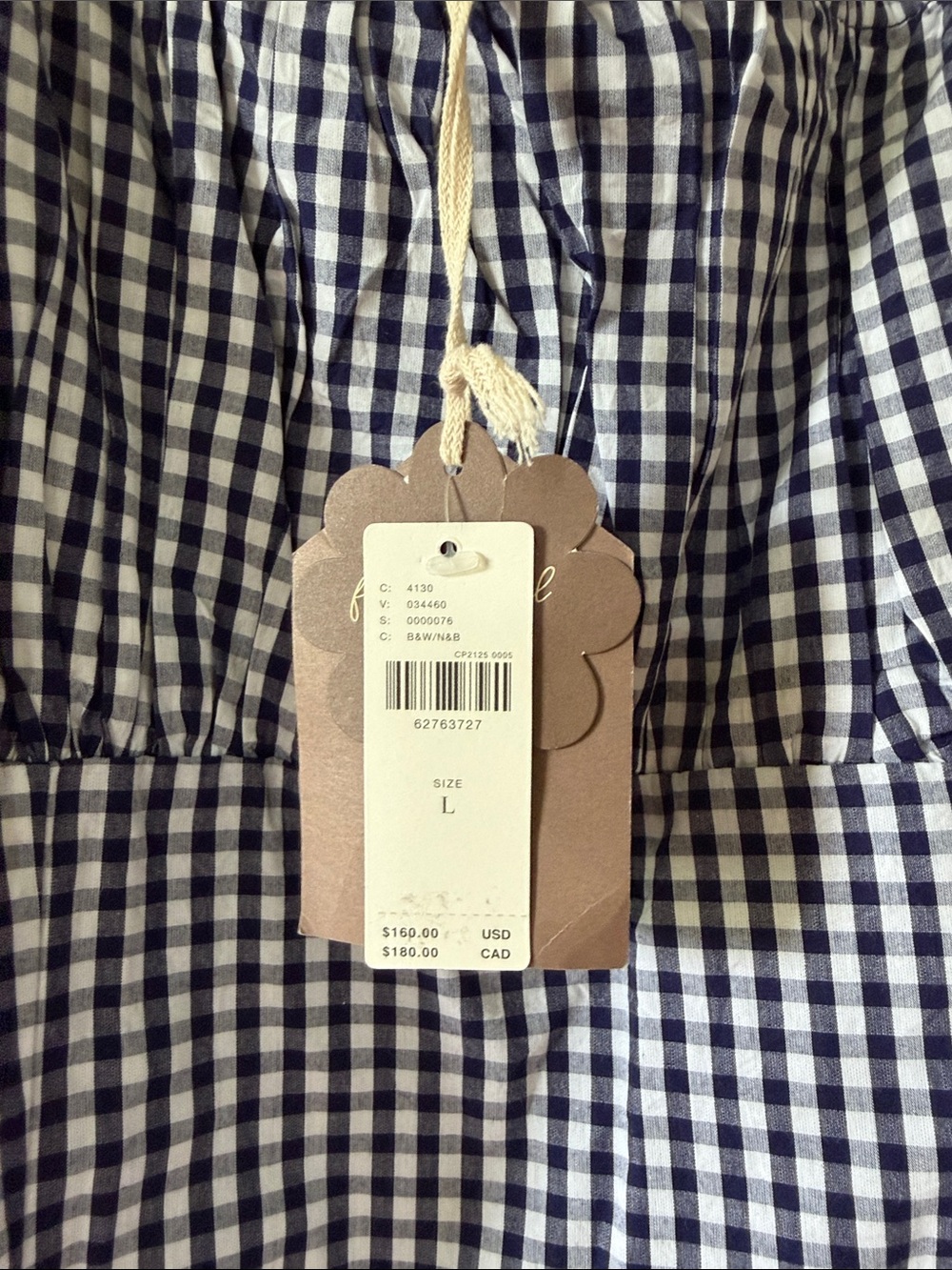 Anthro Forever That Girl NWT Gingham Puff-Sleeve Mini Dress in Navy and White - Picture 2 of 3